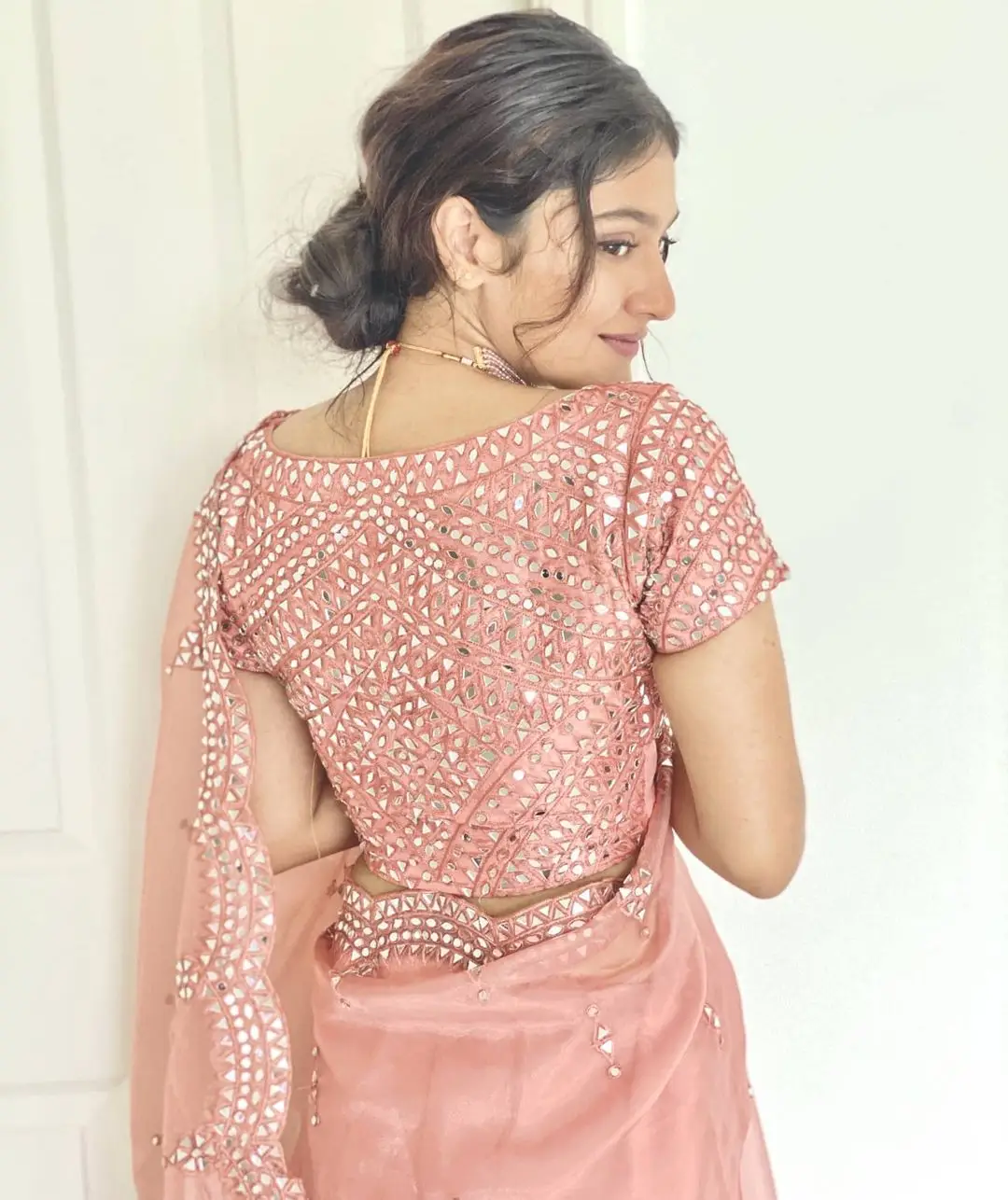 Indian Actress Anarkali Nazar Photoshoot in Traditional Pink Saree